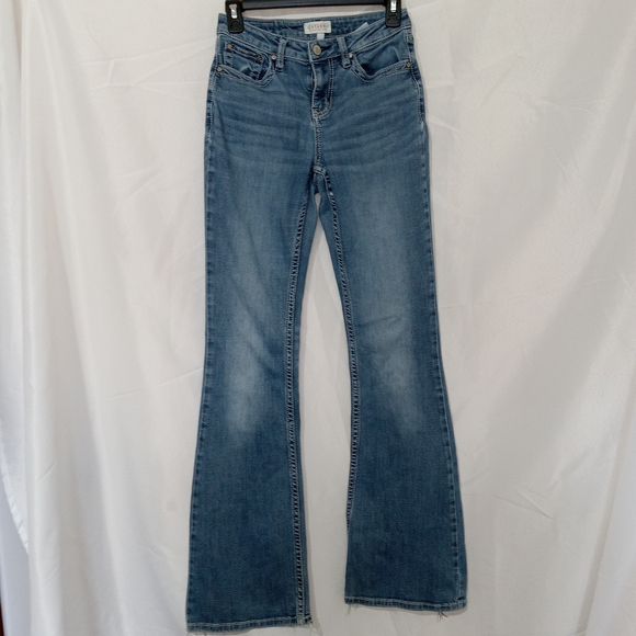 Shyanne Women Jeans 27 Blue Denim Flared Mid Rise Cotton 33 in Inseam Rodeo - Picture 1 of 14
